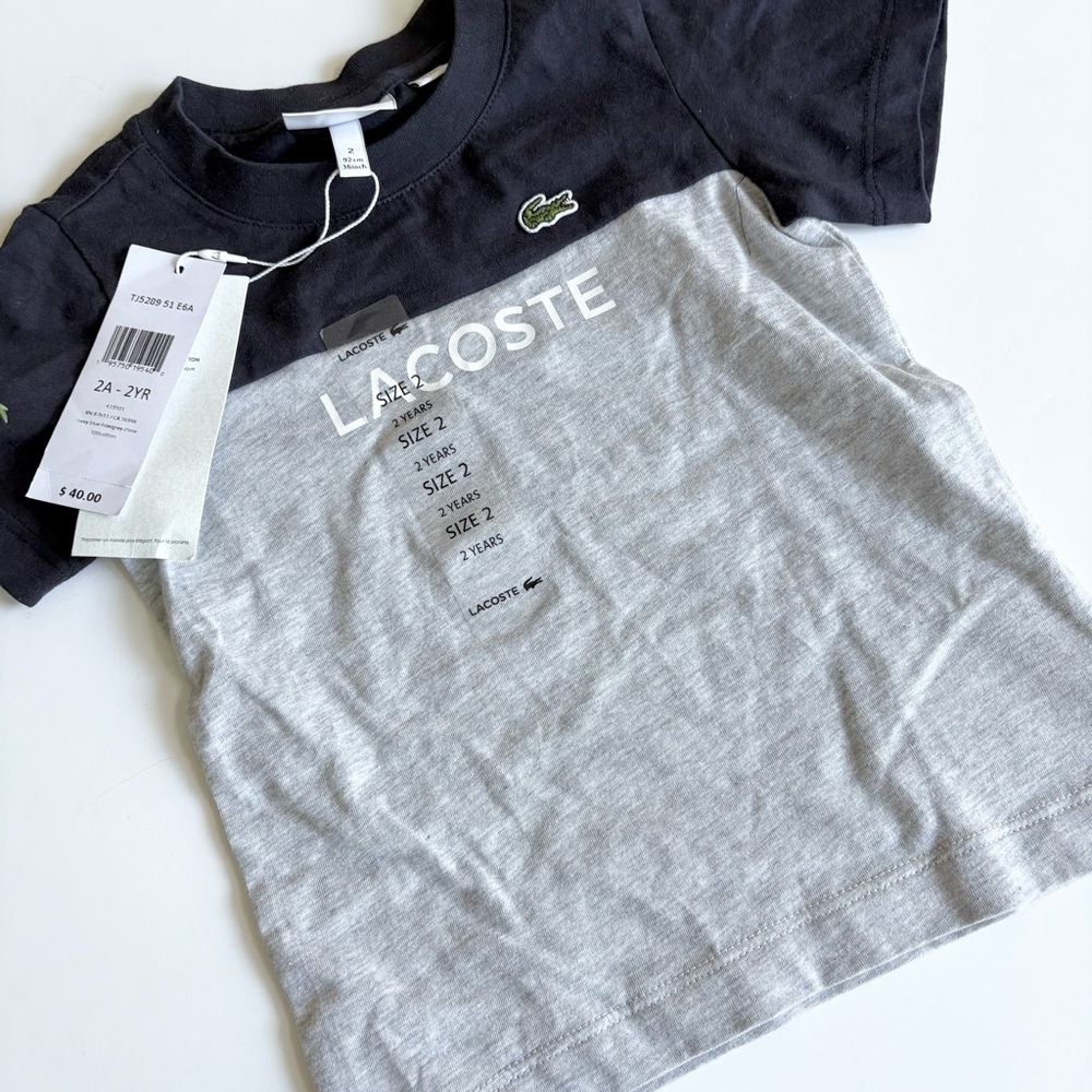 Lacoste Kids Two-Tone Gray and Black T-Shirt NWT
